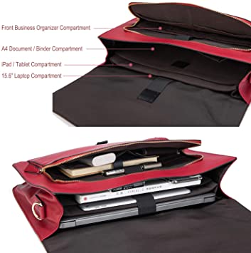 Estarer Laptop Handbag for Women 15.6" PU Leather Satchel Briefcase for Work Office