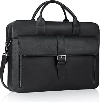 Estarer Men's PU Leather Slim Briefcase 15.6" Laptop Satchel Shoulder Messenger Bag for Work Business Office Christmas Gifts for Him