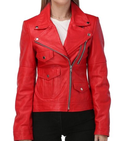 Greece Women's Red Leather Jacket