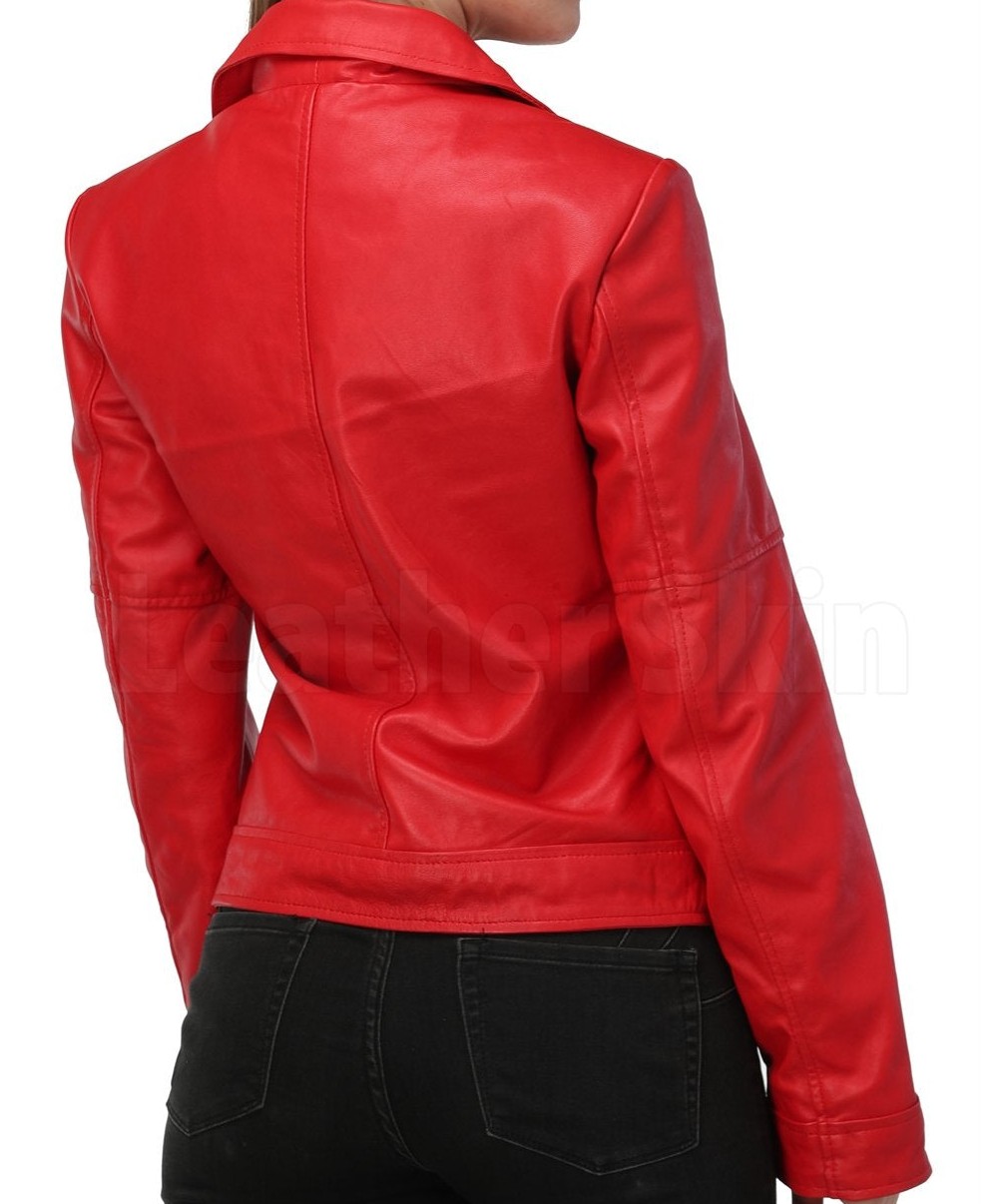 Greece Women's Red Leather Jacket