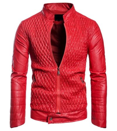 Haaland: Men's PU Red Leather Jacket