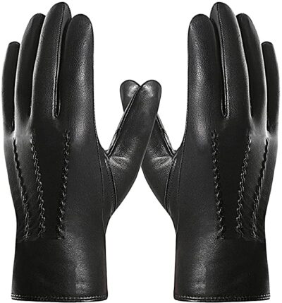 Harssidanzar Mens Italian Sheepskin Leather Gloves Cashmere Lined