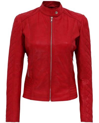 Hermione Women's Quilted Red Leather Jacket