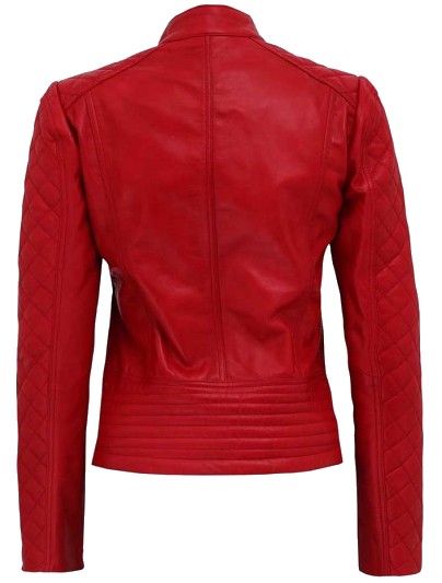 Hermione Women's Quilted Red Leather Jacket