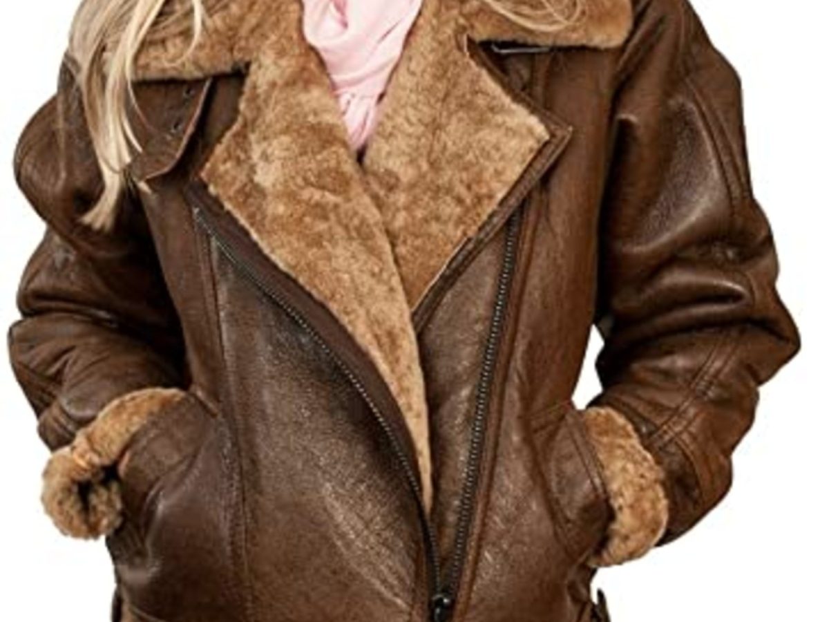 Infinity Women's Brown B3 WW2 Ginger Sheepskin Leather Flying