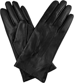 Jasmine Silk Ladies Luxury Genuine Lambskin Leather Cashmere Lined Gloves BLACK