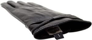 Ladies-Butter-Soft-Premium-Black-Leather-Glove-with-Bow-3-Point-Stitch-Design-&-Warm-Fleece-Lining