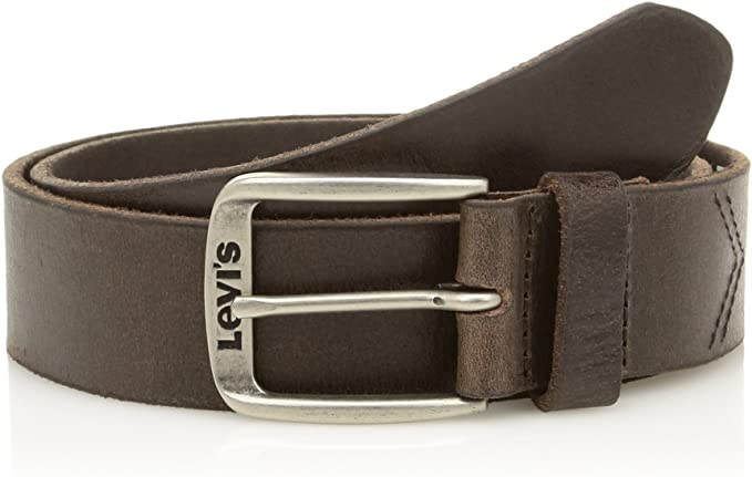Levi's Men's Classic Top Logo Buckle Belt, Brown (Dark Brown), 110 cm (Manufacturer size: 110)
