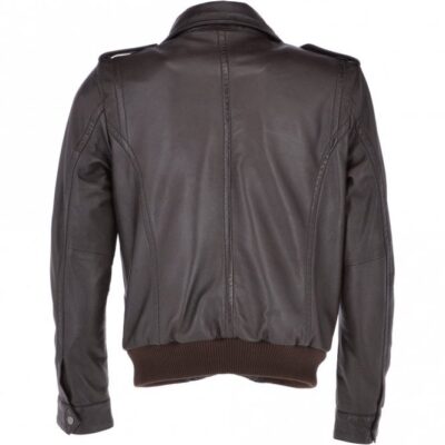 Liverpool Men's Leather Pilot Bomber Jacket Brown