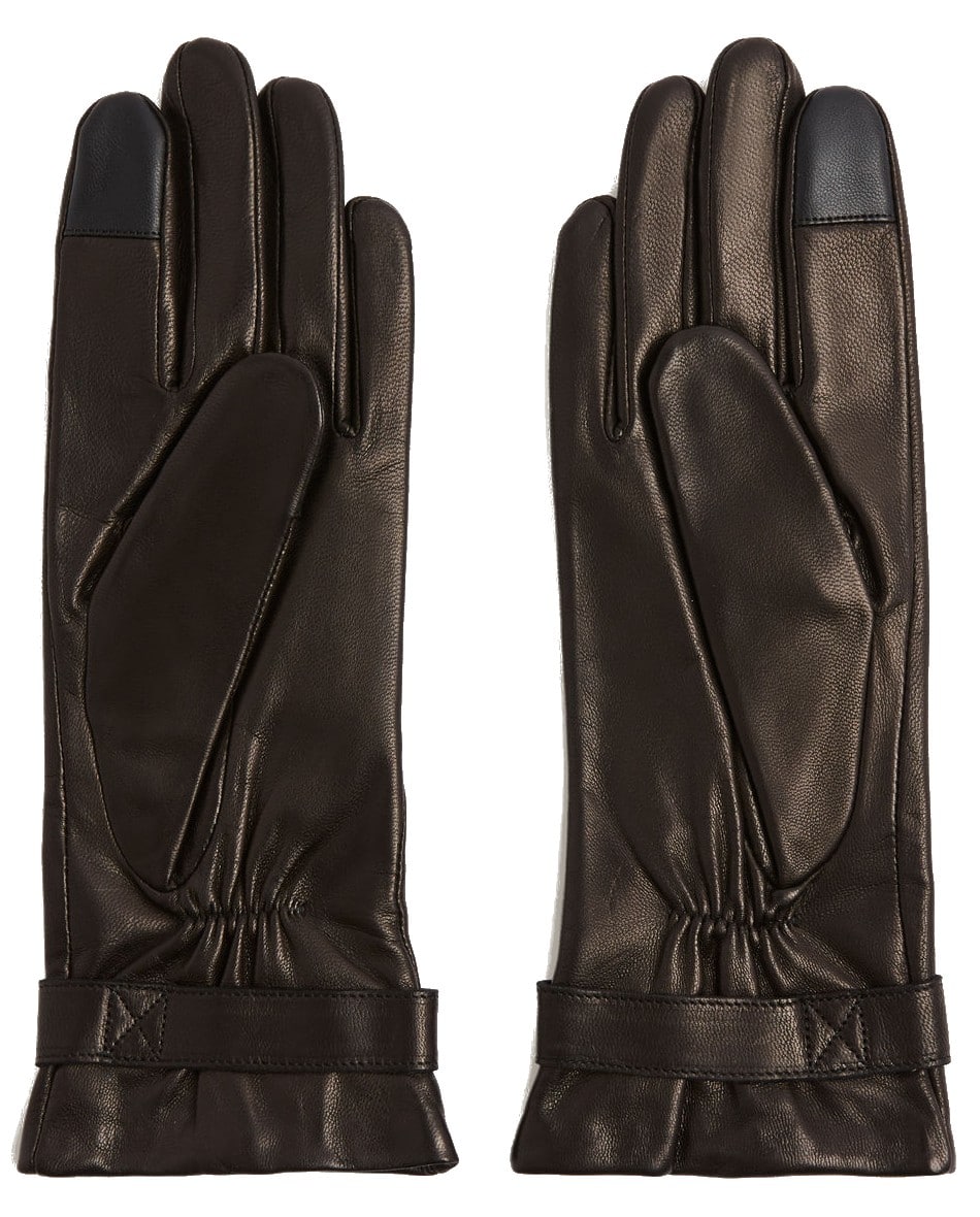 Latavia wrinkled wrist soft leather gloves