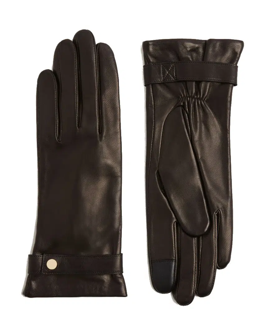 Latavia wrinkled wrist soft leather gloves