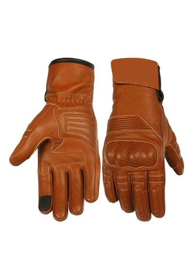 Malino Brownie Leather Gloves Hard Knuckle Protection Touchscreen Compatible Brown