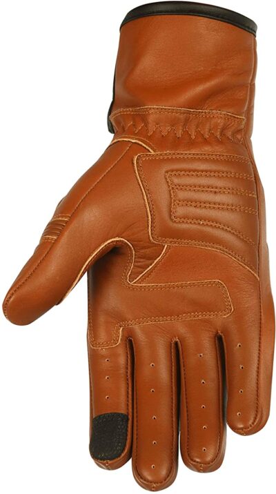 Malino Brownie Leather Gloves Hard Knuckle Protection Touchscreen Compatible Brown