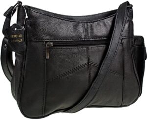 Medium Sized Soft Nappa Black Leather Bag Handbag with long strap - Can be worn across the body