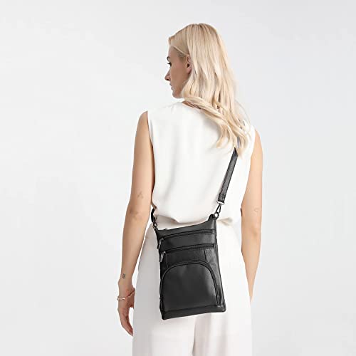 Miss Lulu Women Multi Pocket RFID Blocking Crossbody Bag Small Fashion PU Leather Messenger Travel Organizer Satchel Sling Shoulder Bags