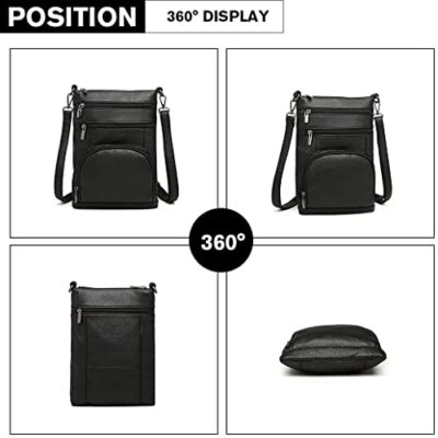 Miss Lulu Women Multi Pocket RFID Blocking Crossbody Bag Small Fashion PU Leather Messenger Travel Organizer Satchel Sling Shoulder Bags