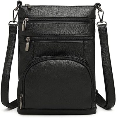 Miss Lulu Women Multi Pocket RFID Blocking Crossbody Bag Small Fashion PU Leather Messenger Travel Organizer Satchel Sling Shoulder Bags