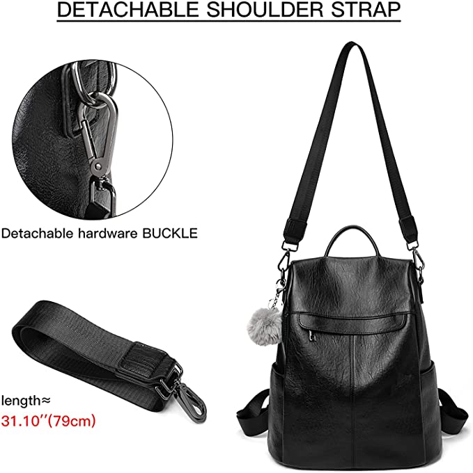 PINCNEL Backpack Womens Rucksack Waterproof Leather Anti-theft Travel School Bag Ladies Daypack Shoulder Bags