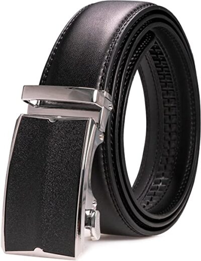RBOCOTT Black Automatic Buckle Belt Leather Ratchet Belt for Men,