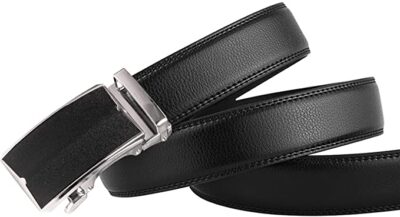 RBOCOTT Black Automatic Buckle Belt Leather Ratchet Belt for Men,