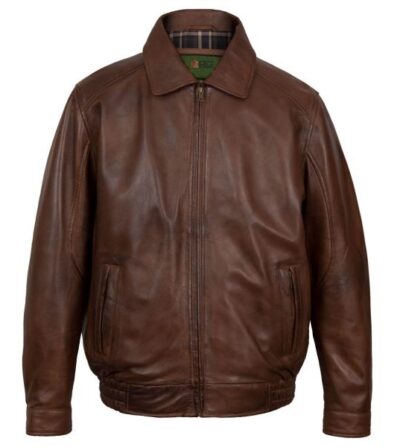 Vilnius Men's Reddish Leather Blouson Jackets