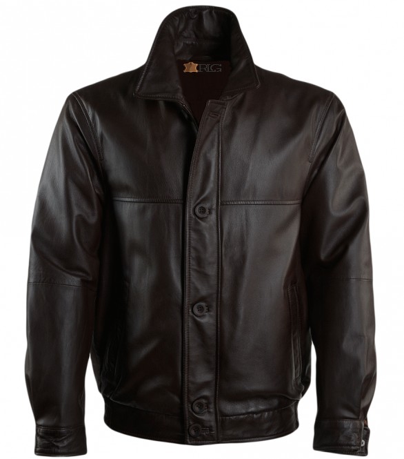 Rio Mens Leather Jacket Mid Brown