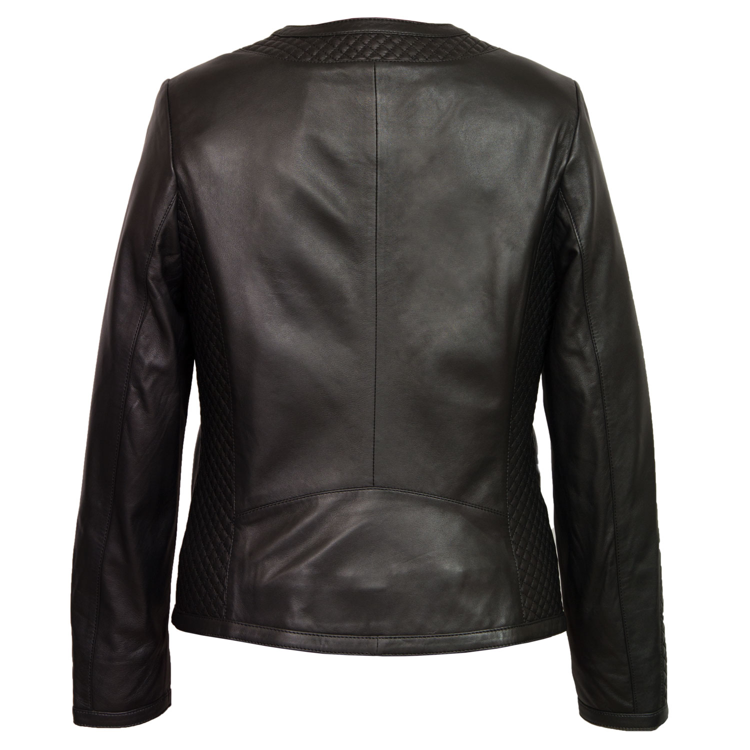Rotten Womens Black Collarless Quilted Leather