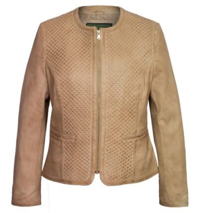 Rotten Womens Collarless Quilted Leather Jacket