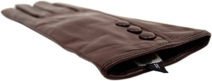 SNUGRUGS Womens Butter Soft Premium Leather Glove with Classic Triple Button Stitch Detail & Warm Fleece Lining