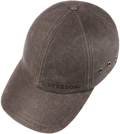 Stetson Liberty Leather Cap Men - Baseball hat Metal Buckle, with Peak Summer-Winter