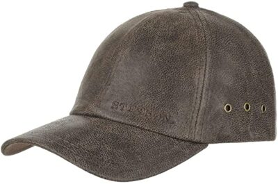 Stetson Liberty Leather Cap Men - Baseball hat Metal Buckle, with Peak Summer-Winter