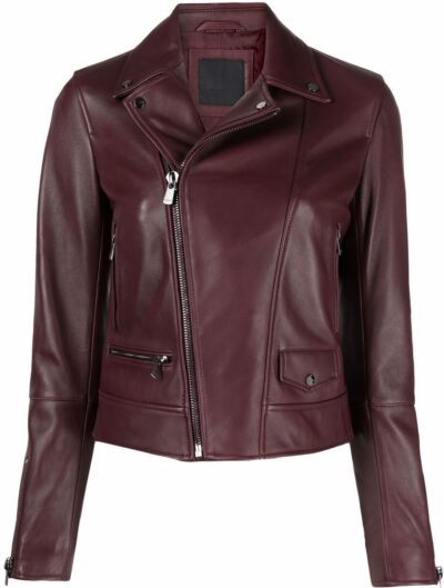 Taeyeon Women's Burgundy Red Leather Jacket