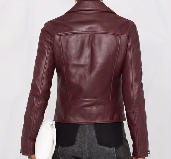 Taeyeon Women's Burgundy Red Leather Jacket