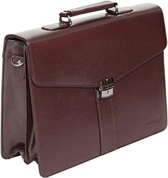 Tassia Bonded Leather Business Briefcase Bag - 15.4" Laptop Compartment