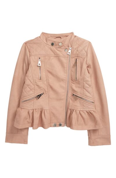 Tselina: Kid's Faux Leather Peplum Moto Jacket