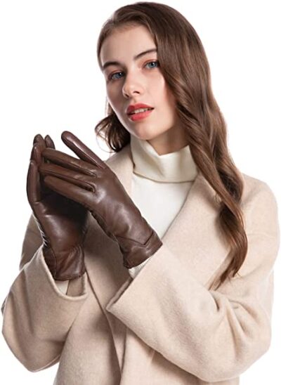 Vislivin Womens Leather Gloves Touch Screen Winter Glove Warm