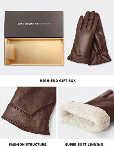 Vislivin Womens Leather Gloves Touch Screen Winter Glove Warm Driving Gloves