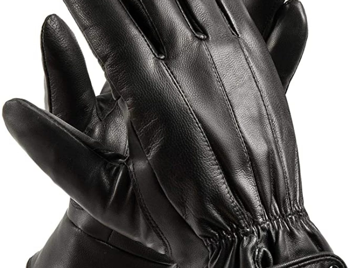 Winter Genuine Leather Black Gloves for Men Driving Cycling Dress