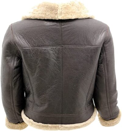Women's Ladies Brown B3 WW2 Brown White Real Thick Sheepskin Leather Flying Jacket
