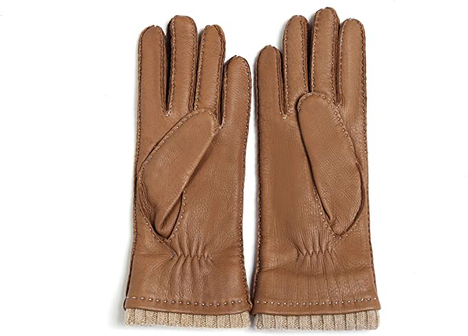 YISEVEN Women Deerskin Leather Dress Gloves Hand Sewn