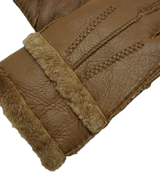 YISEVEN Women Rugged Shearling Leather Gloves Fluffy Cuff