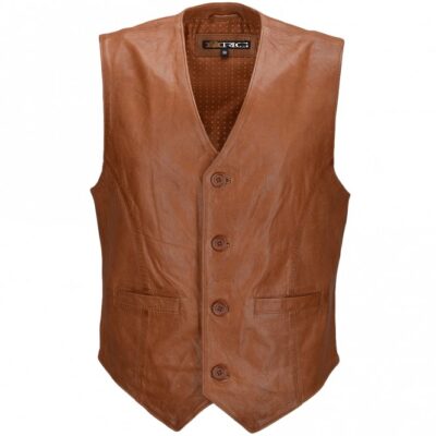 longines Men's Tan Leather Waistcoat
