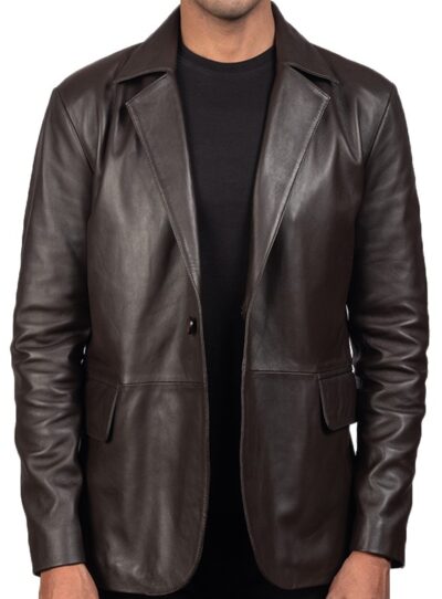 Acemoglu Men's Leather Blazer