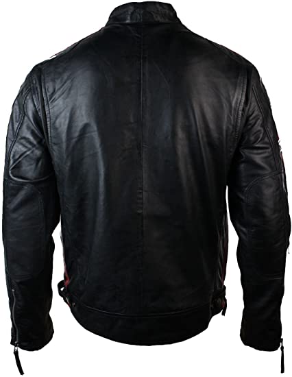 Aviatrix Mens Classic Retro Biker Racer Real Leather Jacket Black Zipped Casual Badge