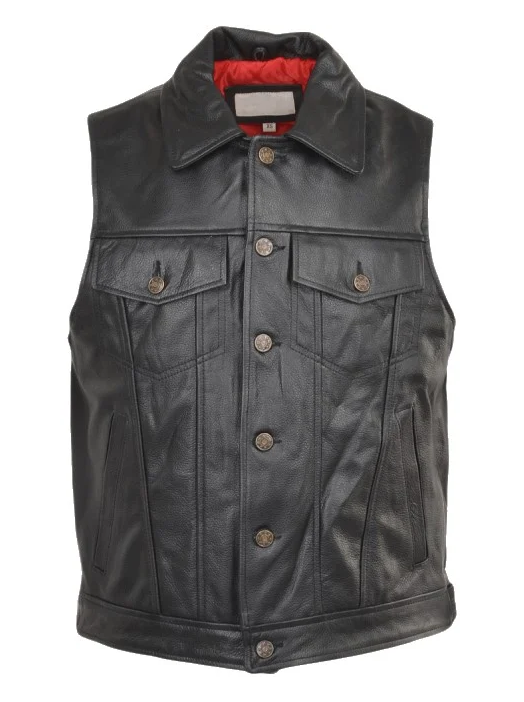 Conquest Men's Biker Leather Gilet