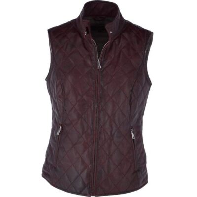 Diamante Womens Quilted Leather Gilet