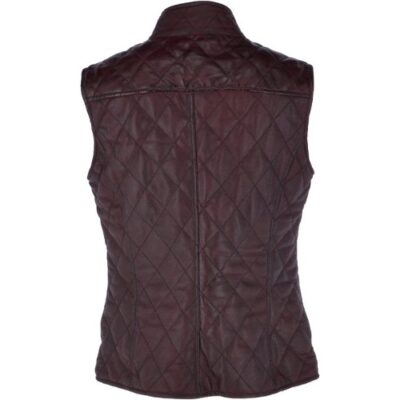 Diamante Womens Quilted Leather Gilet