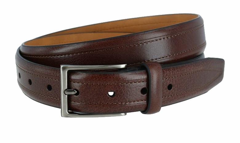 Trebek Men's Leather Stitched Belt