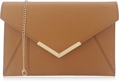 Dexmay Women Envelope Clutch Handbag Medium Saffiano Leather Foldover Clutch Purse