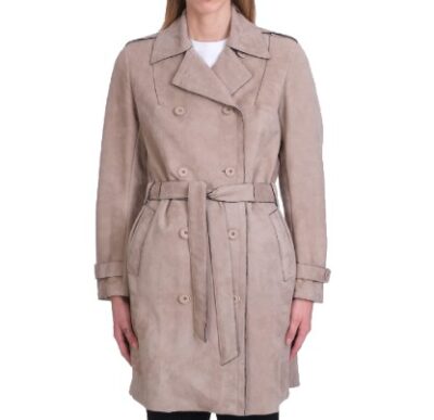 Eilish: Women's Double Breasted Leather Coat